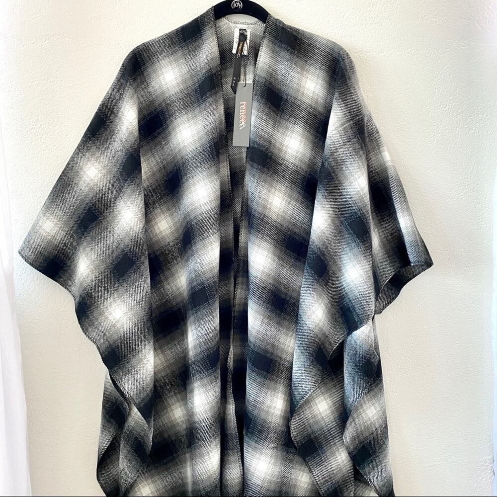 Renee C. Plaid Fringe Shawl Wrap One Size